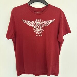 Ralph Lauren Denim & Supply Shirt Short Sleeve Red Men's Sz Medium Single Stitch